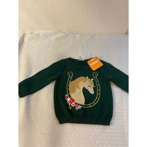 New Gymboree 6-12m green sweater Horse‎